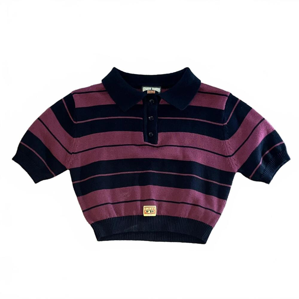 FB County Girl's Charlie Brown Crop Top Short Sleeve Black/Dark Pink Size Medium